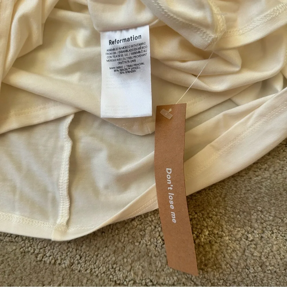 Reformation x Laura Harrier Etta Strapless Knit Bodycon Midi Dress Cream L NWT